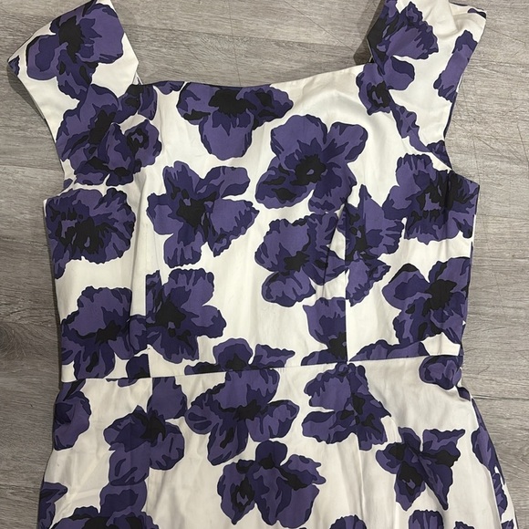 Milly Size 6 Cattrina Dress Purple Hydrangea Floral Print Sateen Sheath - Picture 4 of 11